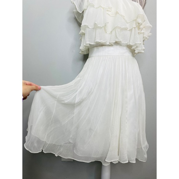 Jill Stuart Ivory Silk Tiered Ruffle Dress Sleeveless Women 12 Wedding Guest - Picture 7 of 12